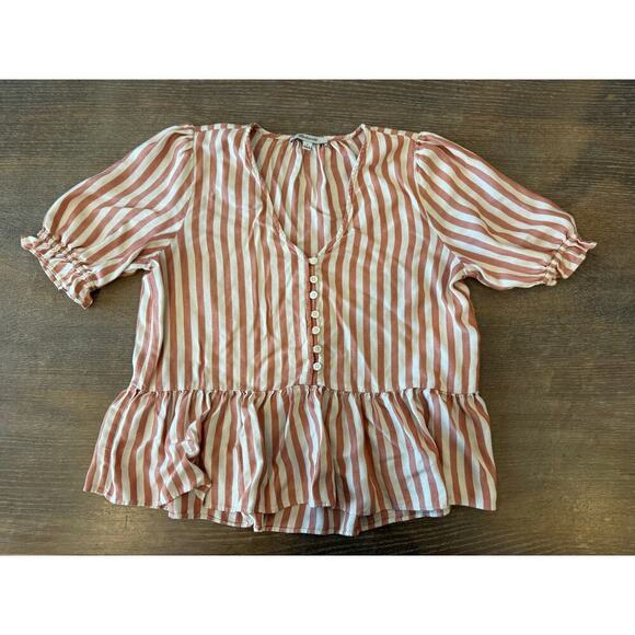 MADEWELL Striped Peplum Top Shirt Blouse Women size S - Picture 4 of 8